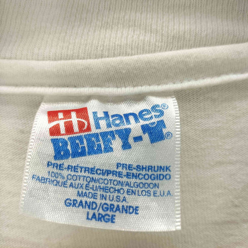 ヘインズ Hanes 90S BEEFY-T ボディ USA製 IT 企業 ロゴ 両面 プリント Tシャツ 裾袖 シングル メンズ import:L