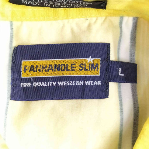 パンハンドルスリム Panhandle Slim 90s 香港製 ストライプ フロントポケット ボタンダウンシャツ メンズ L