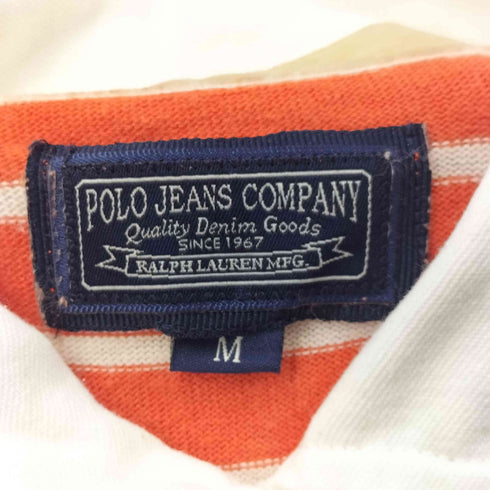 ポロジーンズカンパニーラルフローレン POLO JEANS COMPANY RALPH LAUREN エンブレム刺繍 ボーダー柄 ロングスリーブ ポロシャツ レディース import:M