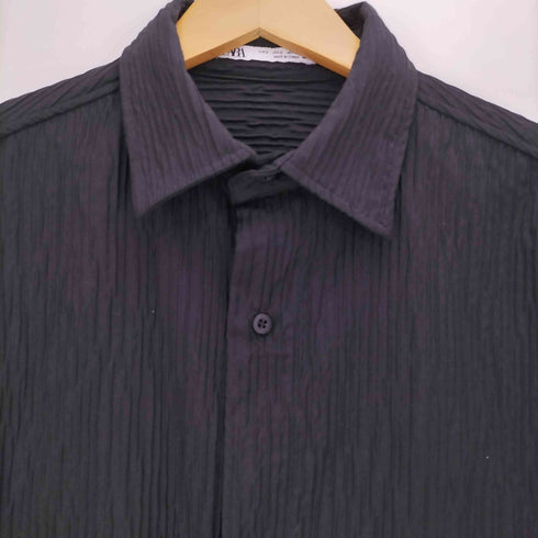 ザラ ZARA 裾ドローコード プリーツシャツ メンズ import:S