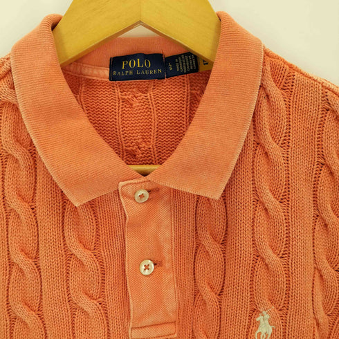 ポロラルフローレン POLO RALPH LAUREN ケーブルニット 半袖ポロシャツ レディース L