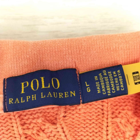 ポロラルフローレン POLO RALPH LAUREN ケーブルニット 半袖ポロシャツ レディース L