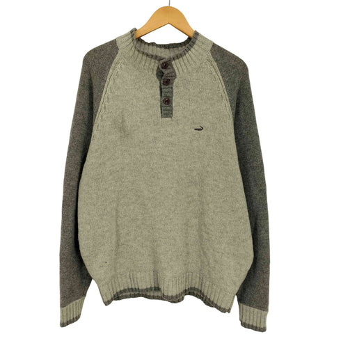 クロコダイル crocodile ウール混 ヘンリーネック ニット セーター メンズ LL