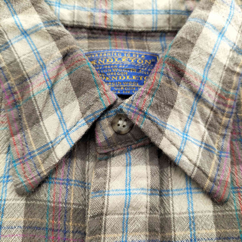 ペンドルトン PENDLETON SIR 70-80S OLD USA製 フランネル ウール チェック シャツ 襟芯 メンズ import:M