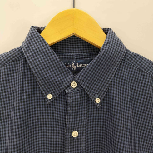ラルフローレン RALPH LAUREN 90S OLD 同色 ポニー 刺繍 BLAKE ブレイク ギンガムチェック ボタンダウン シャツ メンズ import:L