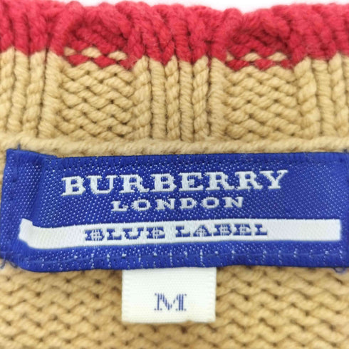 バーバリーブルーレーベル BURBERRY BLUE LABEL Blue刺繍 7分丈 アクリルコットン Vネックニット レディース import:M