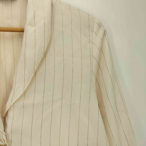 ザラ ZARA STRIPED METALLIC THREAD BLOUSE メタリックストライプ ボウタイブラウス レディース import:S