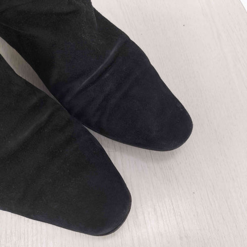 vibram ソール バックジッパースエードレザーニーハイロングブーツ レディース 37