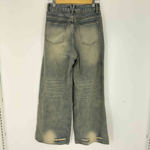 BAVE バブ ウォッシュ加工 ワイドデニムパンツ レディース L