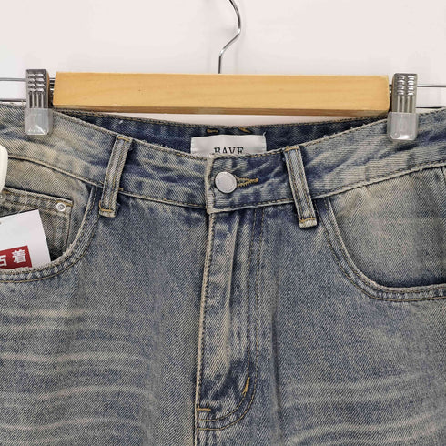 BAVE バブ ウォッシュ加工 ワイドデニムパンツ レディース L