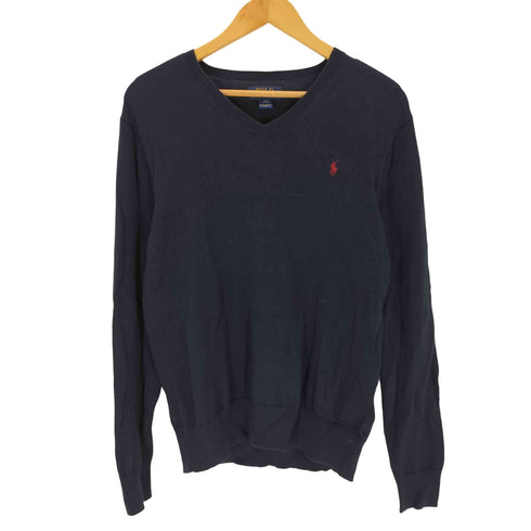 ポロラルフローレン POLO RALPH LAUREN スモールポニー 刺繍 Vネック ニット セーター エルボーパッチ メンズ XL