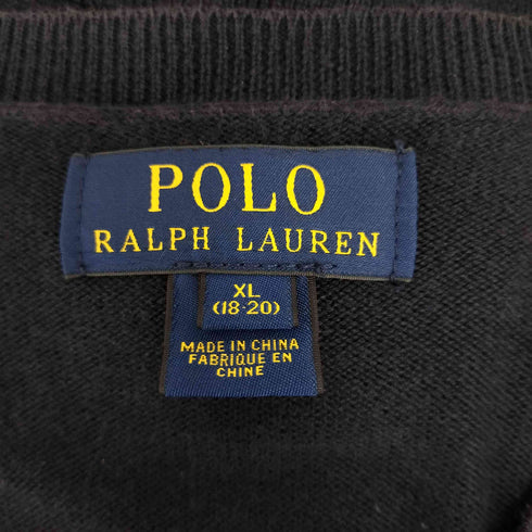 ポロラルフローレン POLO RALPH LAUREN スモールポニー 刺繍 Vネック ニット セーター エルボーパッチ メンズ XL