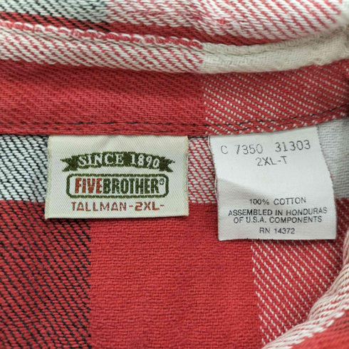 ファイブブラザー FIVE BROTHER 90S OLD USA製 ブロック チェック フランネル シャツ ヘビネル ビック サイズ メンズ 2XL