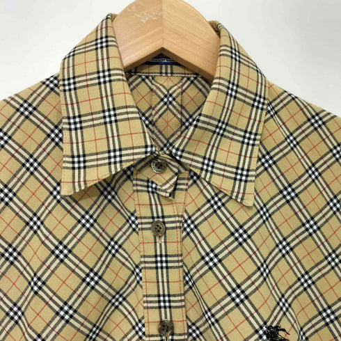 バーバリーブルーレーベル BURBERRY BLUE LABEL ホース刺繍 ノバチェック シャツ ワンピース 半袖 レディース EUR:38