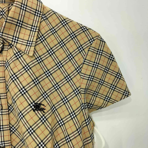 バーバリーブルーレーベル BURBERRY BLUE LABEL ホース刺繍 ノバチェック シャツ ワンピース 半袖 レディース EUR:38