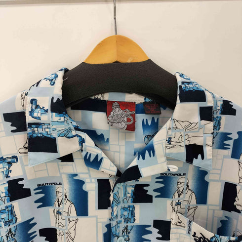 サウスポール SOUTHPOLE 90-00S OLD 旧タグ 総柄 Bボーイ プリント 開襟 オープンカラー シャツ Y2K B系 ビック サイズ メンズ XXL