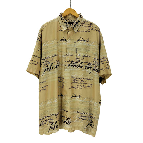 フブ FUBU 90-00S OLD 総柄 テキスト ペイント プリント シャツ Y2K B系 ビック サイズ メンズ import:XL
