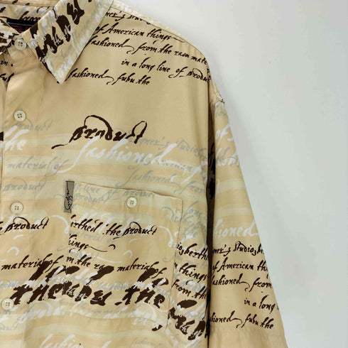 フブ FUBU 90-00S OLD 総柄 テキスト ペイント プリント シャツ Y2K B系 ビック サイズ メンズ import:XL