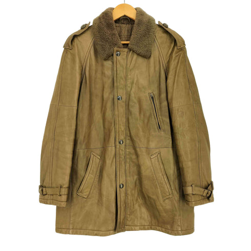 CREAZIONI IN PELLE クレアツィオーニインペレ ボアカラー エポレット付き レザージャケット メンズ EUR:48