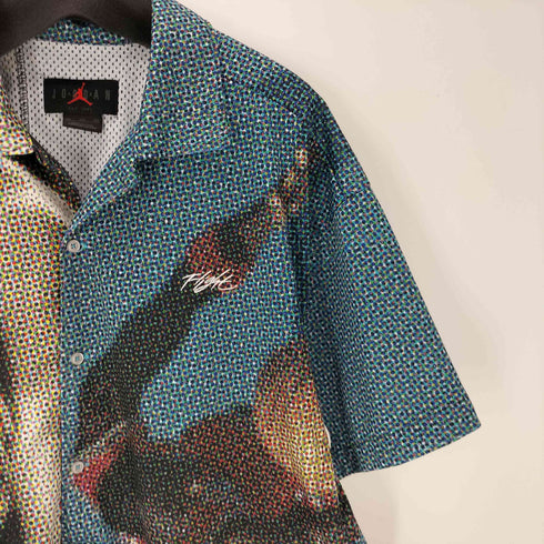 ジョーダンブランド JORDAN BRAND 22SS AS M J FLT HRTG PHOTO SHIRT BLACK ジョーダン フライト ヘリテージ パッチワーク フォト 半袖 シャツ 開襟 オープンカラー メンズ 3XL