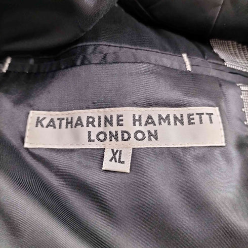 キャサリンハムネットロンドン KATHARINE HAMNETT LONDON ノーカラー 千鳥格子 チェック テーラード ジャケット レディース import:XL