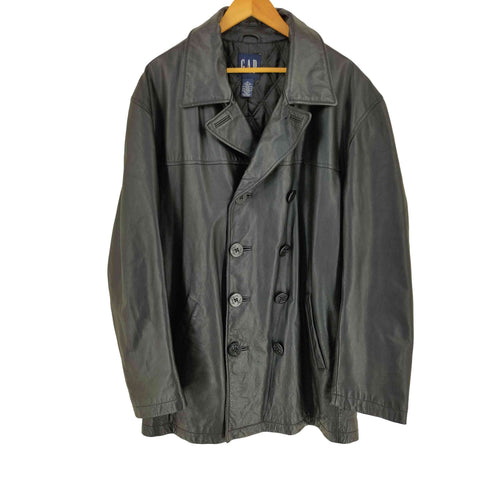 ギャップ Gap 90s OLD レザー 裏地キルティング ダブルブレスト ピーコート メンズ XL