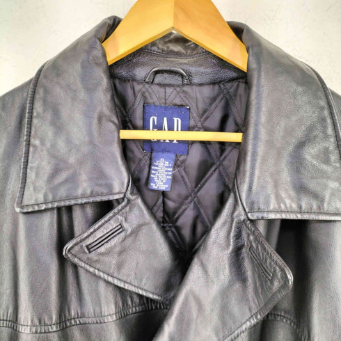 ギャップ Gap 90s OLD レザー 裏地キルティング ダブルブレスト ピーコート メンズ XL