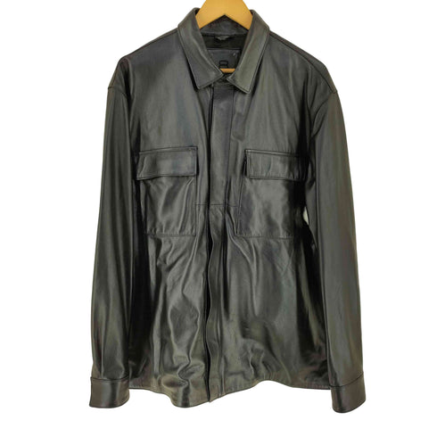 オットバイユークス 8 by YOOX イタリア製 Lambskin ラムレザー シャツ ジャケット メンズ XL