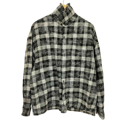 ERAR ハイダメージクラッシュ加工オーバーサイズチェックシャツ メンズ JPN:M
