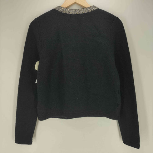 ザラ ZARA ウール100% スパンコール ノーカラージャケット レディース import:M