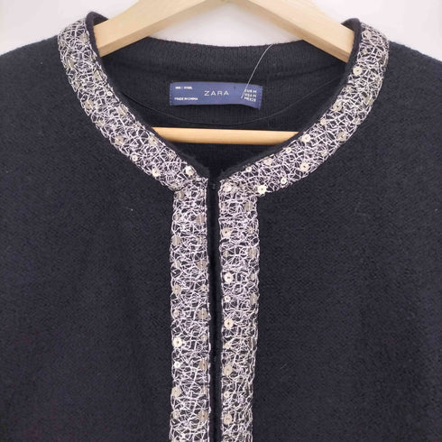 ザラ ZARA ウール100% スパンコール ノーカラージャケット レディース import:M