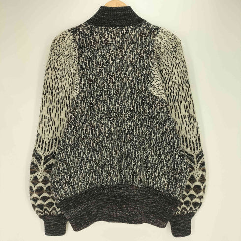 Ardfern Knitwear スコットランド製 総柄 スタンドカラー ニットカーディガン レディース import:L