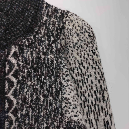 Ardfern Knitwear スコットランド製 総柄 スタンドカラー ニットカーディガン レディース import:L