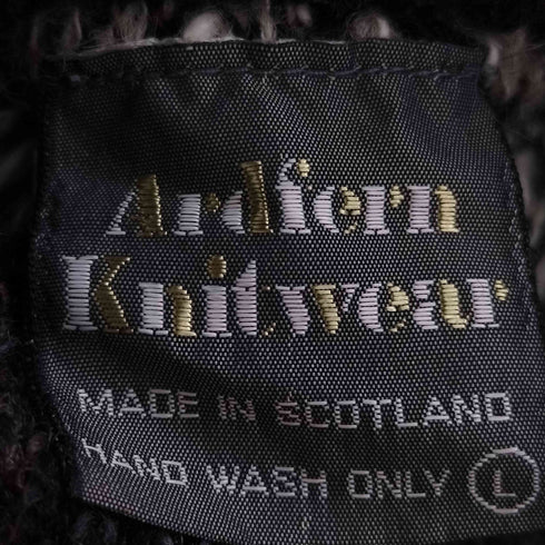 Ardfern Knitwear スコットランド製 総柄 スタンドカラー ニットカーディガン レディース import:L