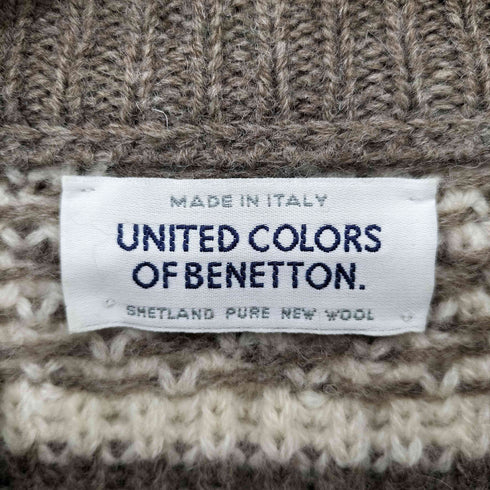 ユナイテッドカラーズオブベネトン UNITED COLORS OF BENETTON 90s イタリア製 ボーダー バーズアイ ローゲージ ウール ニット メンズ