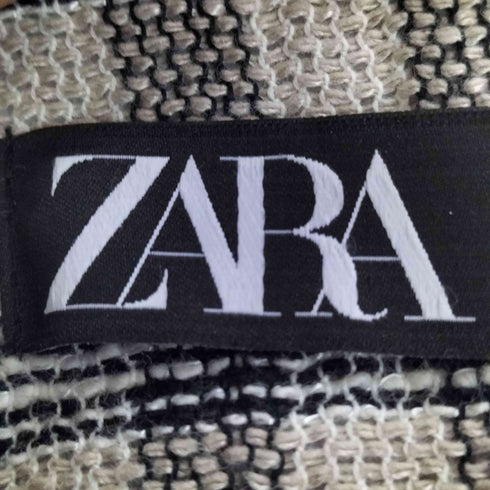 ザラ ZARA リネン混 チェック 金ボタン ノーカラーコート レディース import:S