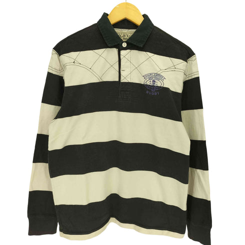 ラグビーラルフローレン Rugby Ralph Lauren 90S 香港製 ロゴ刺繍 ナンバリング ボーダー L/S ラガー シャツ メンズ import:M