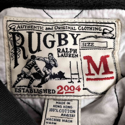 ラグビーラルフローレン Rugby Ralph Lauren 90S 香港製 ロゴ刺繍 ナンバリング ボーダー L/S ラガー シャツ メンズ import:M