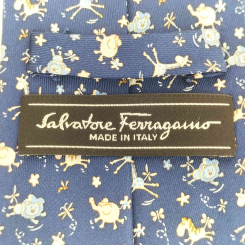 サルヴァトーレフェラガモ Salvatore Ferragamo イタリア製 総柄 シルク ネクタイ メンズ