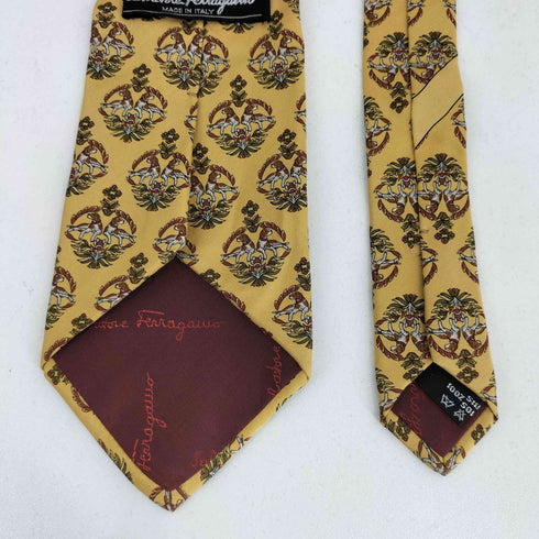 サルヴァトーレフェラガモ Salvatore Ferragamo イタリア製 総柄 シルク ネクタイ メンズ