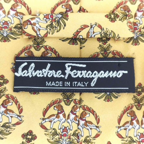 サルヴァトーレフェラガモ Salvatore Ferragamo イタリア製 総柄 シルク ネクタイ メンズ