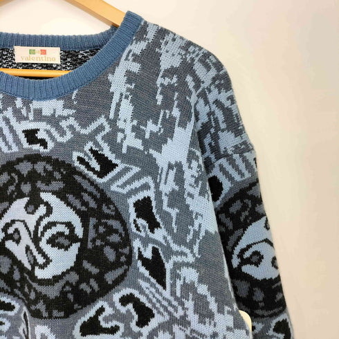 como Valentino 総柄 ウールアクリル クルーネック ニット メンズ