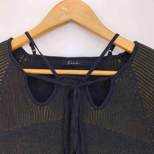 エジック Ezick 25ss 2way design code neck イレリブ配色トップス レディース FREE