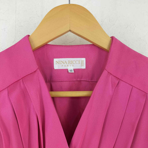 ニナリッチ NINA RICCI アセテート レーヨン サテン 長袖 ワンピース レディース 40