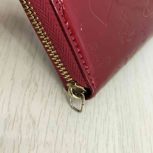 ヴィヴィアンウエストウッドロンドン Vivienne Westwood LONDON オーブ ハート刻印 総柄 ラウンドジップ エナメル 長財布 レディース