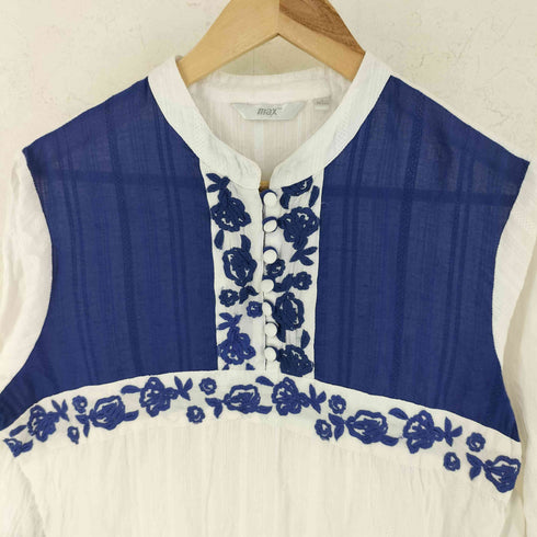 MAX インド綿 花柄 刺繍 七分袖 ワンピース レディース L