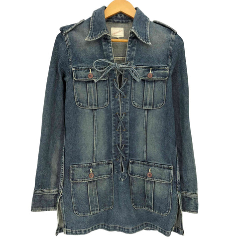 MANNISH JEANS レースアップ 膝丈 デニム ワンピース レディース FREE