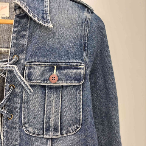 MANNISH JEANS レースアップ 膝丈 デニム ワンピース レディース FREE