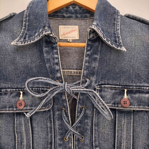 MANNISH JEANS レースアップ 膝丈 デニム ワンピース レディース FREE