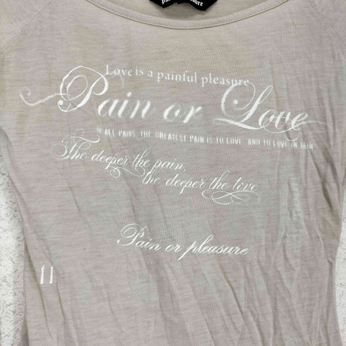 PAIN OR PLEASURE ペインオアプレジャー シアー 長袖 Uネック Tシャツ Y2K 韓国 レディース